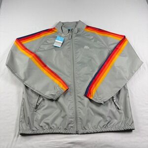 Aldi Jacket Mens Large Gray Windbreaker Employee Uniform Full Zip NEW